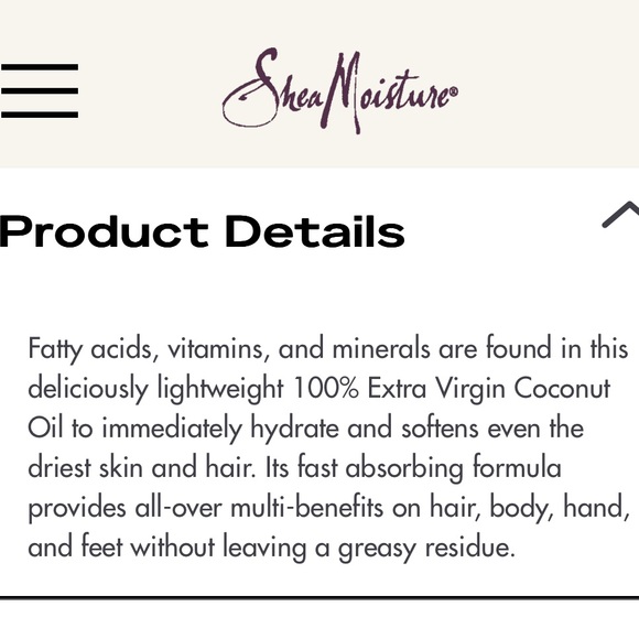 Shea Moisture 100% Extra Virgin Coconut Oil head-to-toe nourishing hydration - Picture 2 of 4